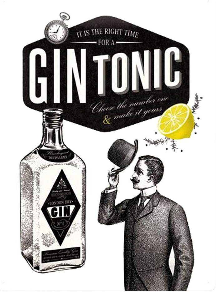 Cartel Metálico Gin Tonic 30 x 40 NOSTALGIC ART