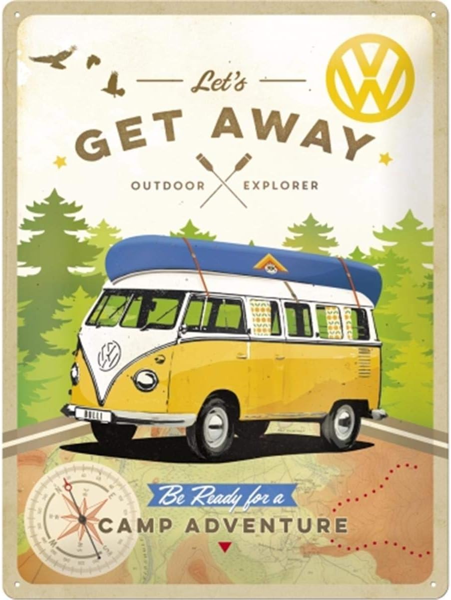 Cartel Metalico VW – Let's Get Away 30 x 40 NOSTALGIC ART