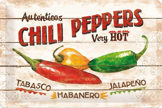 Cartel Metálico Chili Peppers 20 x 30 cm NOSTALGIC ART